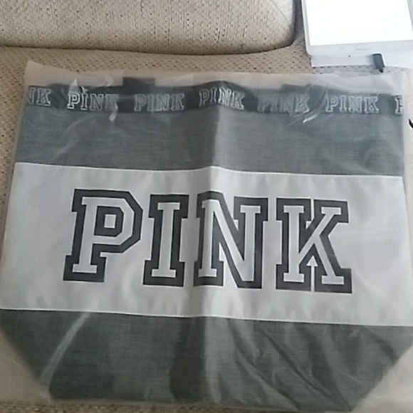 Pink Victoria Secret Grey White Tote - Picture 3 of 4